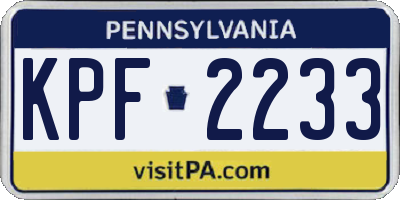 PA license plate KPF2233