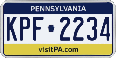 PA license plate KPF2234