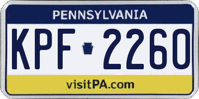 PA license plate KPF2260