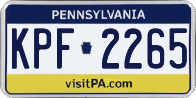 PA license plate KPF2265