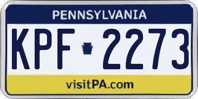 PA license plate KPF2273