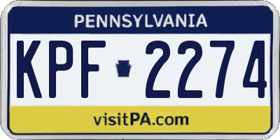 PA license plate KPF2274