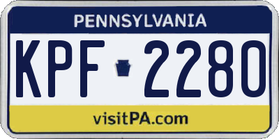 PA license plate KPF2280