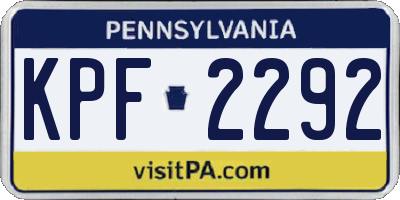 PA license plate KPF2292