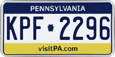 PA license plate KPF2296
