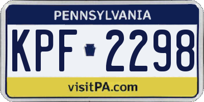 PA license plate KPF2298