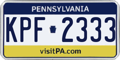 PA license plate KPF2333