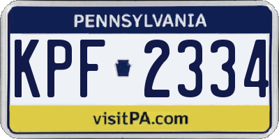 PA license plate KPF2334