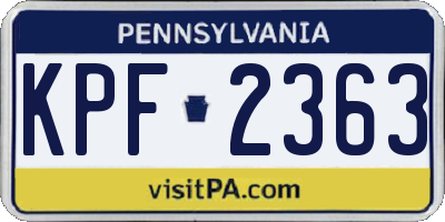 PA license plate KPF2363