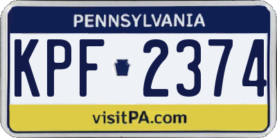 PA license plate KPF2374