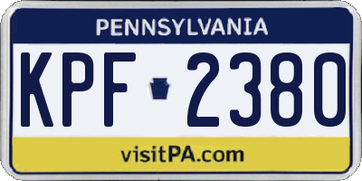 PA license plate KPF2380