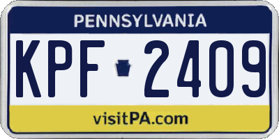 PA license plate KPF2409
