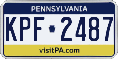 PA license plate KPF2487