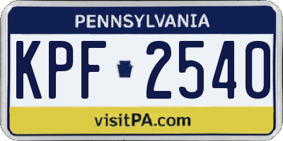 PA license plate KPF2540
