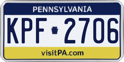 PA license plate KPF2706