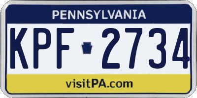 PA license plate KPF2734