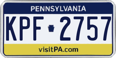 PA license plate KPF2757
