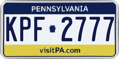 PA license plate KPF2777