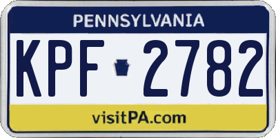 PA license plate KPF2782