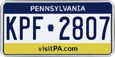 PA license plate KPF2807
