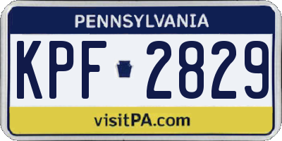 PA license plate KPF2829