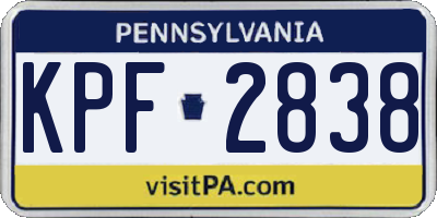 PA license plate KPF2838