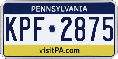 PA license plate KPF2875