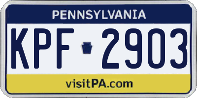 PA license plate KPF2903