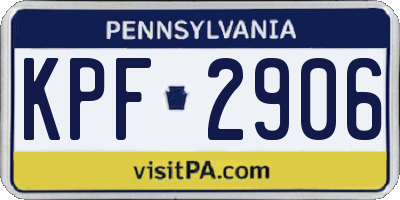 PA license plate KPF2906
