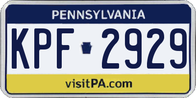 PA license plate KPF2929