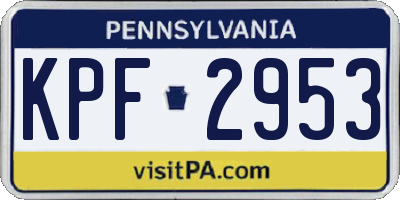 PA license plate KPF2953
