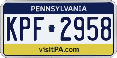 PA license plate KPF2958
