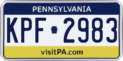 PA license plate KPF2983