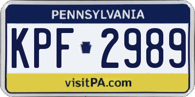 PA license plate KPF2989