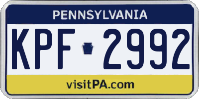 PA license plate KPF2992