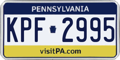 PA license plate KPF2995
