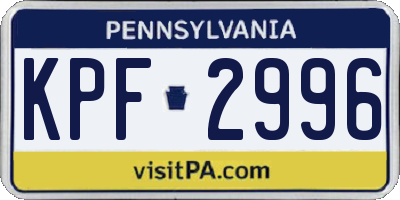 PA license plate KPF2996