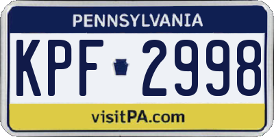 PA license plate KPF2998