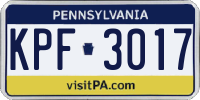 PA license plate KPF3017