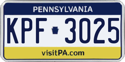 PA license plate KPF3025