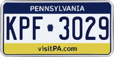 PA license plate KPF3029