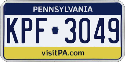 PA license plate KPF3049