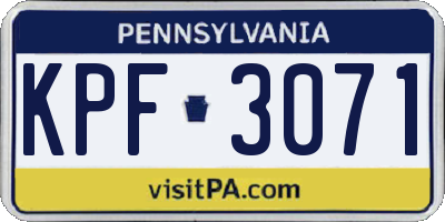 PA license plate KPF3071
