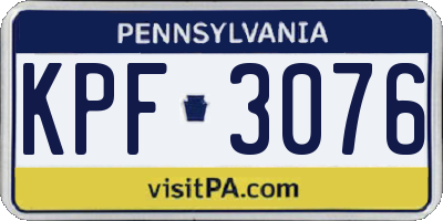 PA license plate KPF3076