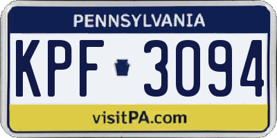 PA license plate KPF3094