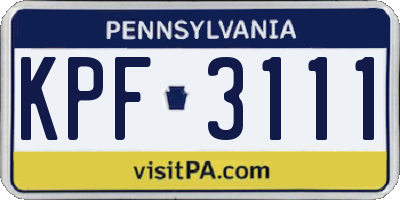 PA license plate KPF3111