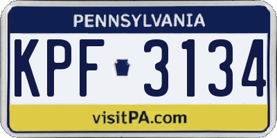 PA license plate KPF3134