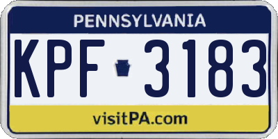 PA license plate KPF3183