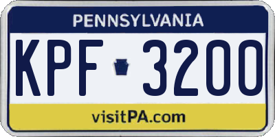 PA license plate KPF3200