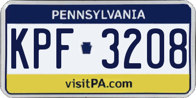 PA license plate KPF3208